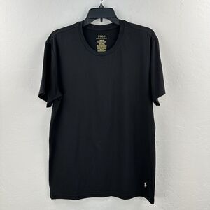 Polo Ralph‎ Lauren T-shirt Mens M Black Casual White Pony Logo Hem Stretch